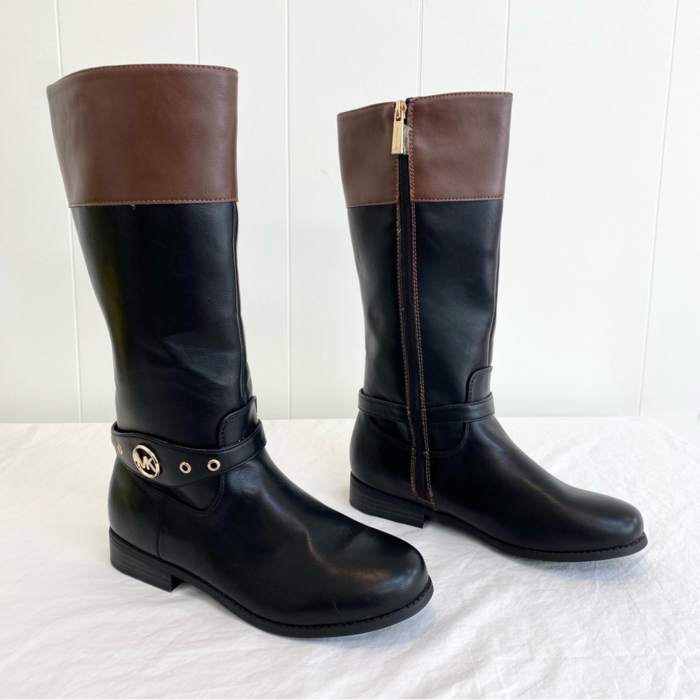 NearNEW MICHAEL Michael Kors Emma Derby Boot Riding Colorblock Big Kid 5 Adult 7